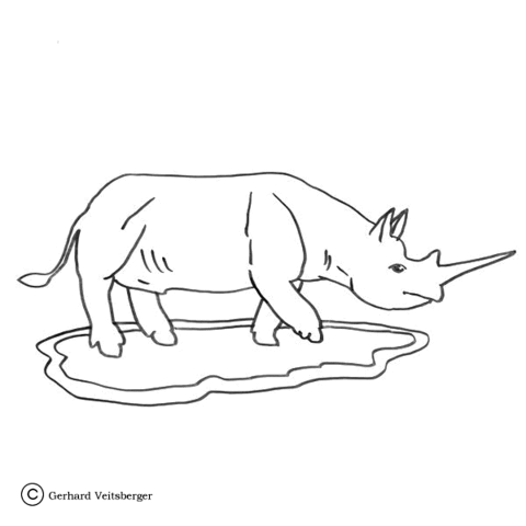 Walking Rhino Coloring Page